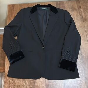Lauren Ralph Lauren Black Velvet Colar Blazer. Size 16. Wool